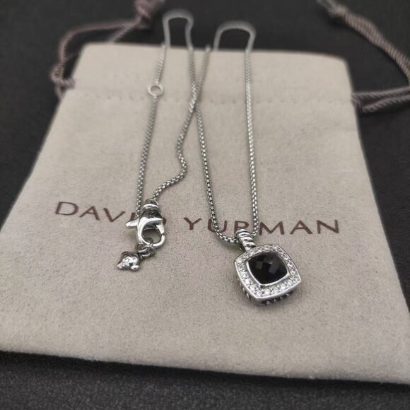 David Yurman 7mm Square Diamond Necklace Black Diamond - Picture 3 of 6